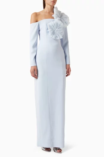Off-shoulder Gown in Crepe