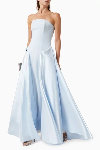Strapless Ball Gown in Crepe & Satin