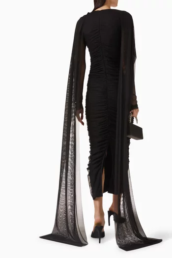 Ruched Cape Dress