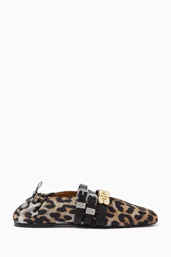Sue Triple Ballerina Flats in Denim