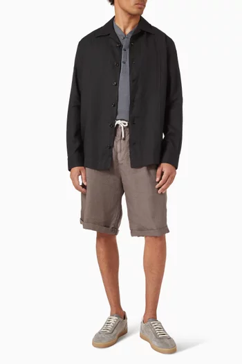 Garment Dyed Bermuda Shorts in  Linen Gabardine