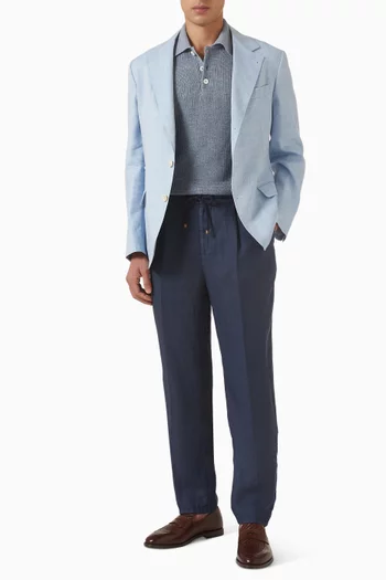 Garment Dyed Pleated Pants in Linen