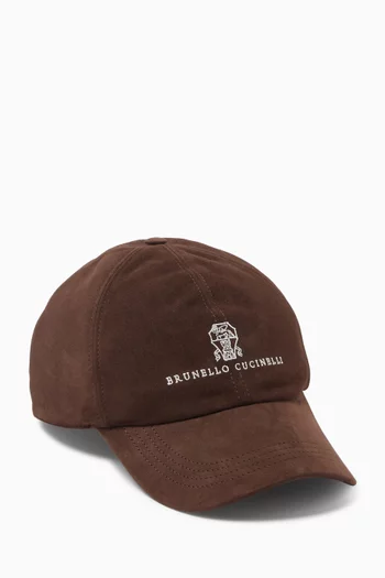 Logo Baseball Cap in Suede