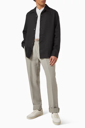 Garment Dyed Pants in Linen Gabardine