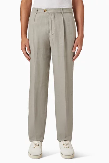 Garment Dyed Pants in Linen Gabardine