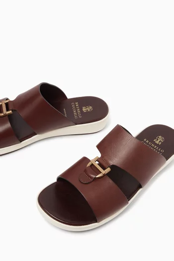 Buckle Strap Sandals in Oiled Suede