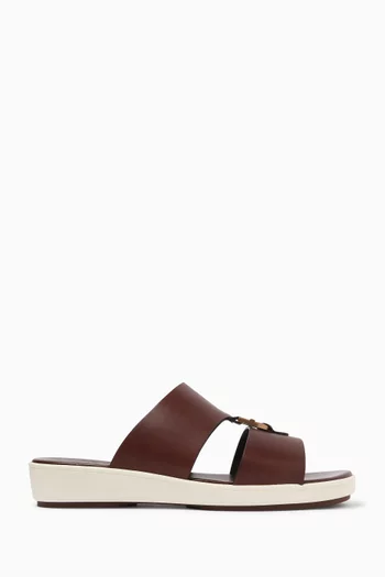 Buckle Strap Sandals in Oiled Suede