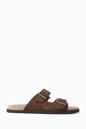 Buckle Slides in Suede