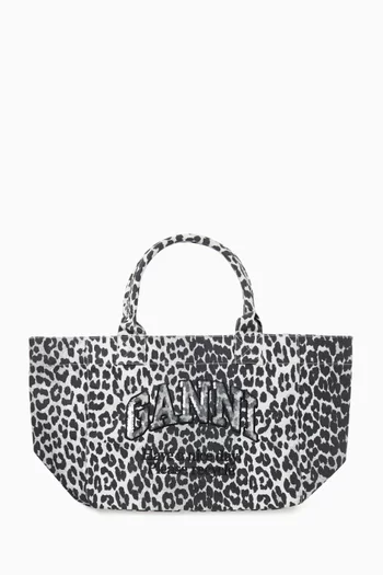 Medium Trapeze Printed Sequin Tote Bag in Recycled Cotton