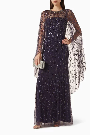 Hestia Embellished Cape Gown