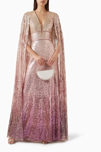 Easy Breezy Embellished Cape Gown