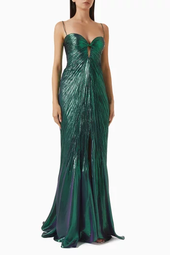 Mirren Lace-back Gown in Lurex Chiffon