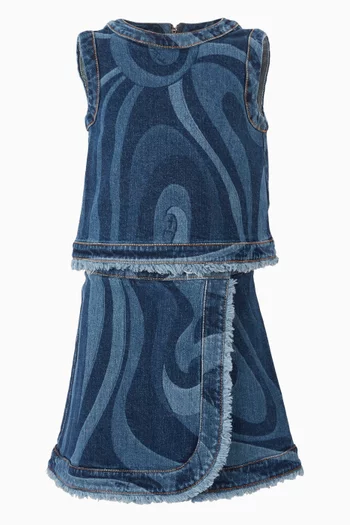 Swirl Sleeveless Top in Cotton-denim