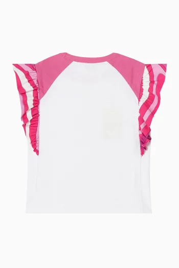 Logo Ruffled T-shirt in Cotton Jersey