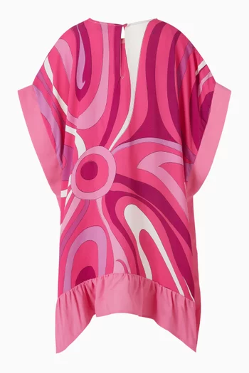 Marmo-print Ruffle Dress in Viscose