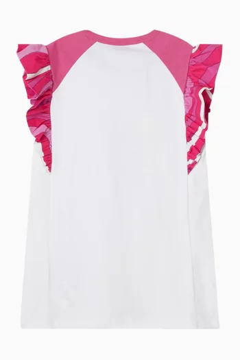 Ruffled Logo Dress in Cotton Jersey