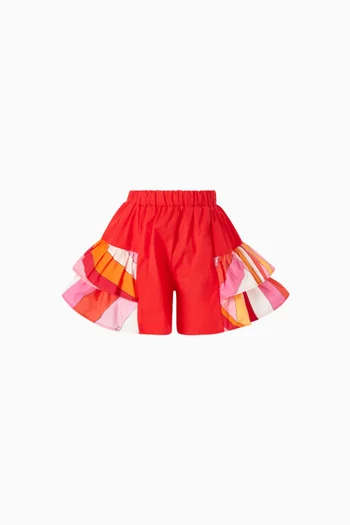 Abstract-print Flared Shorts