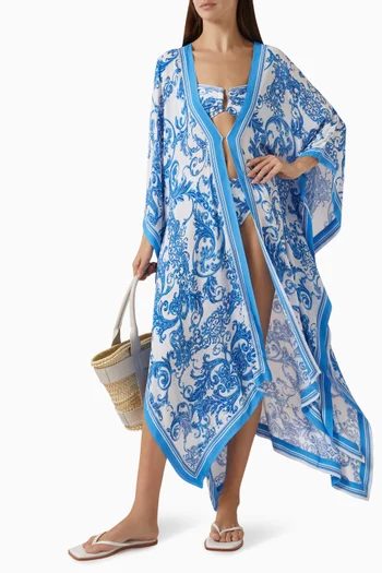 Kara Kimono Cover-Up Maxi Dress in Crepe