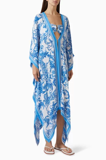 Kara Kimono Cover-Up Maxi Dress in Crepe