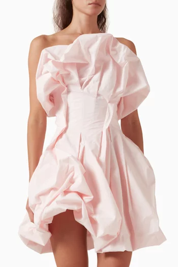 Sculptural Draped Mini Dress