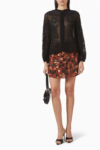 Ultane Sheer Embellished Top in Georgette