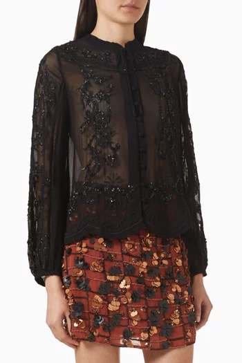 Ultane Sheer Embellished Top in Georgette