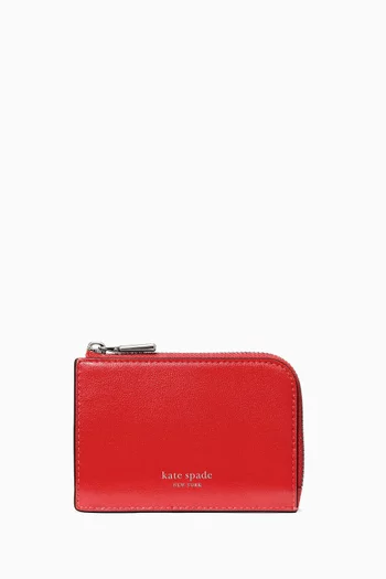 حافظة بطاقات ميني بسحّاب جلد