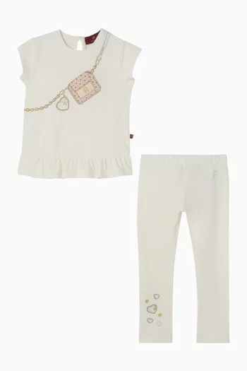 Graphic-print T-shirt & Leggings in Cotton