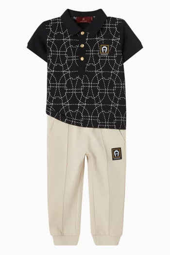 Abstract-print Polo T-shirt