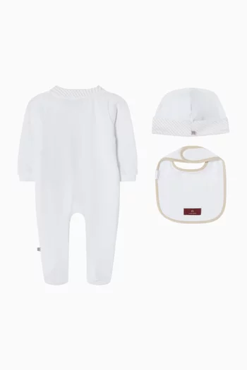 Logo Sleepsuit, Bib & Beanie Gift Set