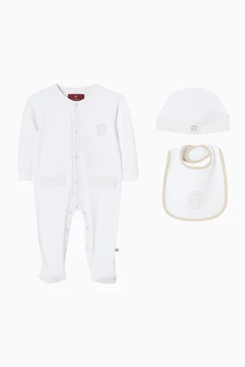 Logo Sleepsuit, Bib & Beanie Gift Set