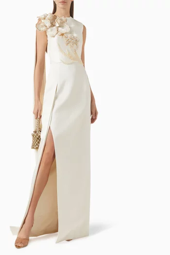 Flower Appliqué Maxi Dress