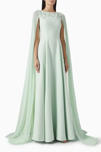Embellished Cape Dress