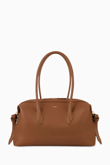 Brioche Duffle Shoulder Bag in Grained Leather