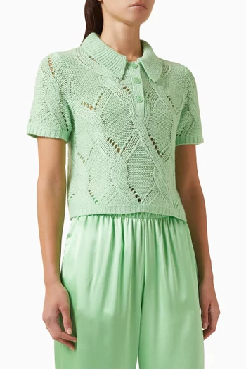 Cadence Cable-knit Polo in Cashmere