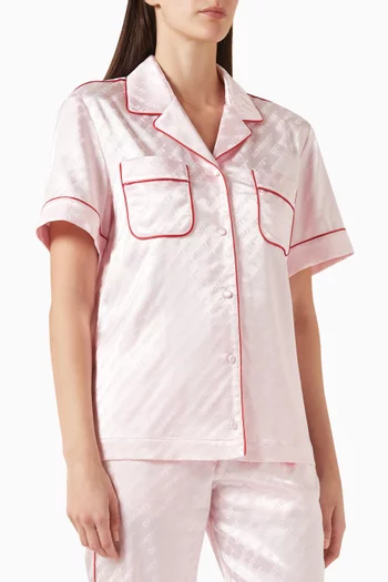 Logo Pyjama Shirt in Satin