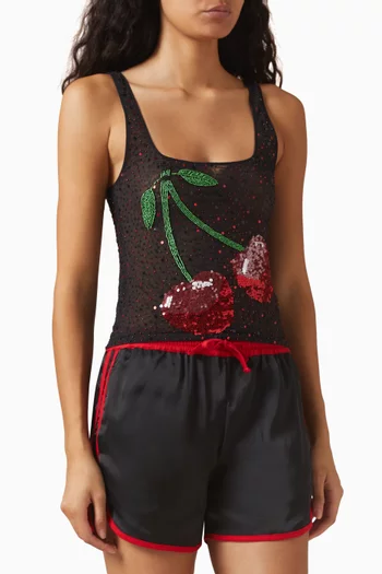 Cherry Embellished Tank Top