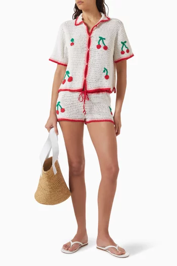 Ruby Cherry-embroidered Shirt in Crochet