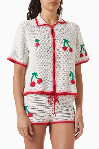 Ruby Cherry-embroidered Shirt in Crochet
