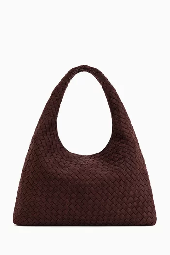 Laura Shoulder Bag in Woven Vegan Suede