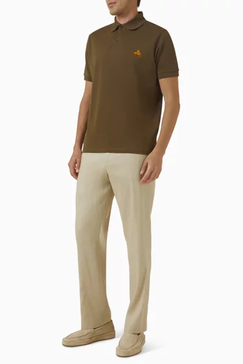 Elephant Embroidered  Polo Shirt in Cotton