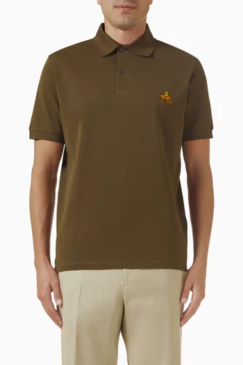 Elephant Embroidered  Polo Shirt in Cotton