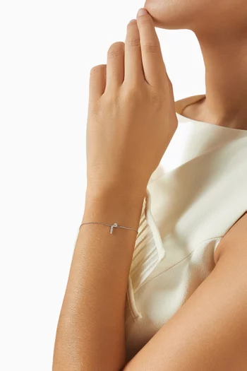 Initial Diamond Bracelet - Letter "Meem" in 18kt White Gold
