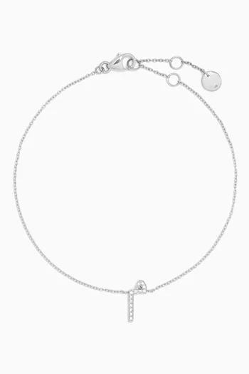 Initial Diamond Bracelet - Letter "Meem" in 18kt White Gold