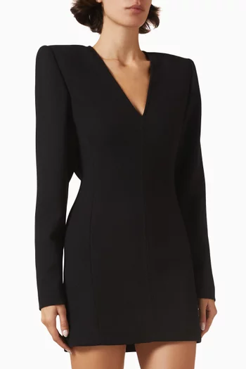 x RHW V-neck Mini Dress in Wool Blend
