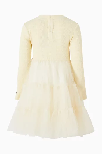 Aurin Shirred Dress in Cotton & Tulle
