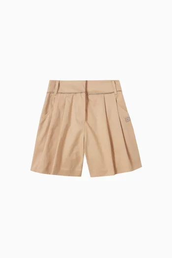 Pleated Logo Shorts