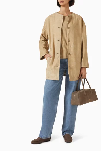 Waren Oval-shaped Coat in Suede