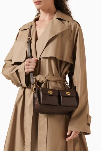 Twin Turnlock Waverly Crossbody Bag in Leather
