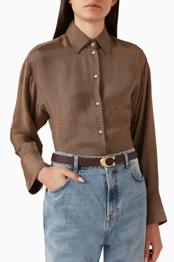 Sculpted C Buckle Reversible Belt in Leather